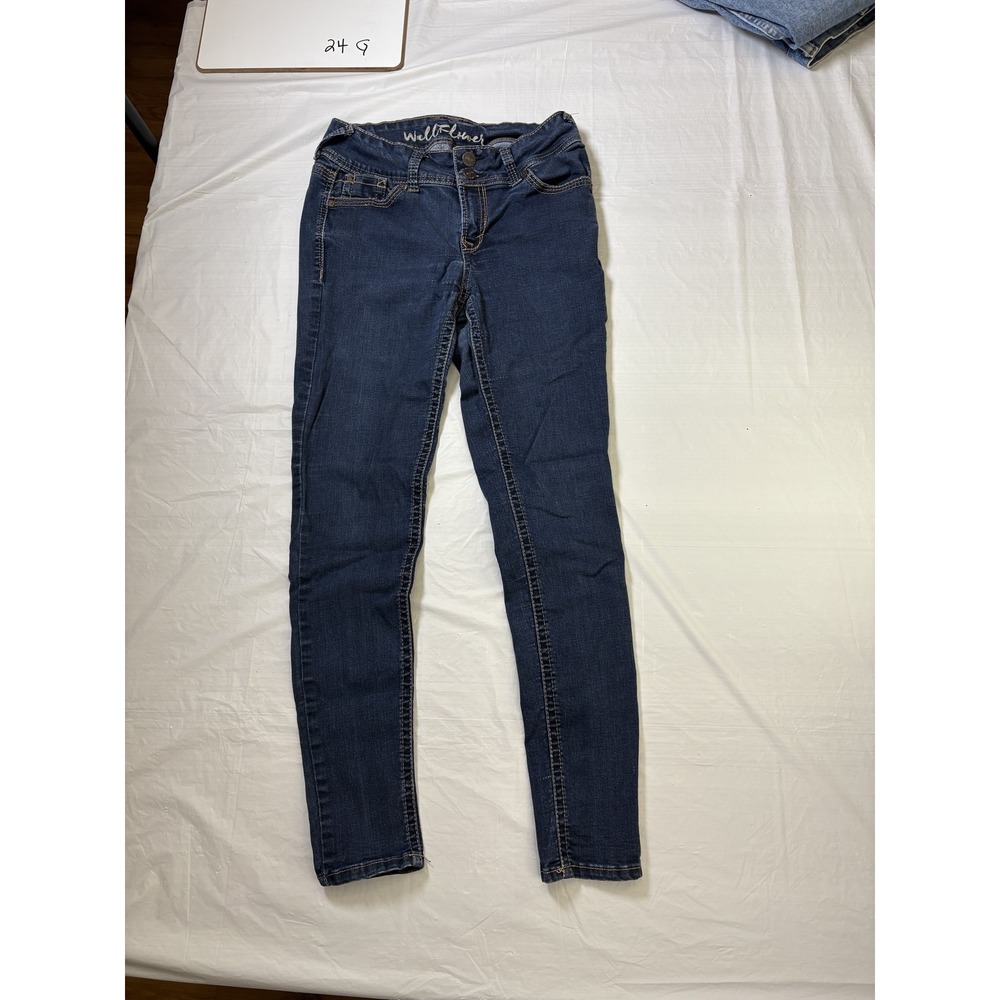 Womens WallFlower dark‎ blue denim skinny jeans, size 7 Juniors